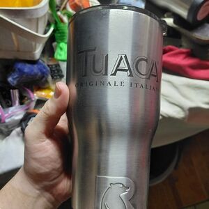 stainless steel tumbler is an RTIC brand tumbler "Tuaca" liqueur Engraving